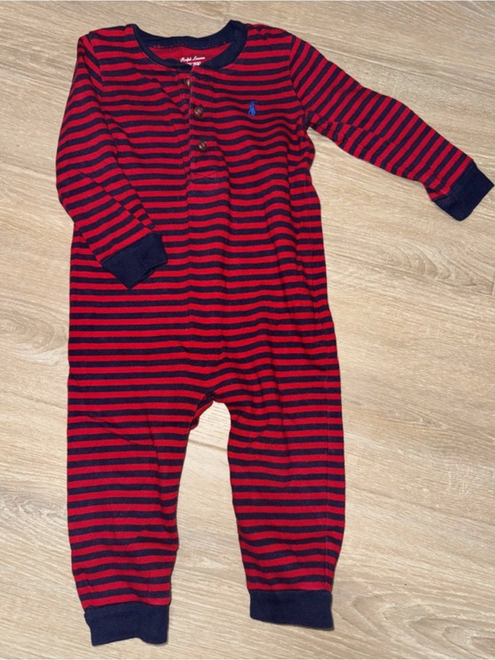 Ralph Lauren Red & Navy Striped Baby One-Piece 12m